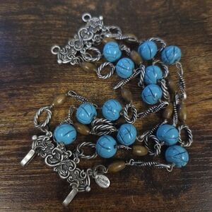 Claudia Agudelo Carved Glass and Wood 5 Strand Bracelet